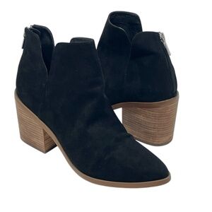 BP. Brynne Black Faux Suede Block Heel Pointed Toe Ankle Boots Size 9.5M